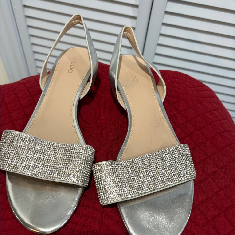 Aldo Silver Glamorous Slingback Sandals